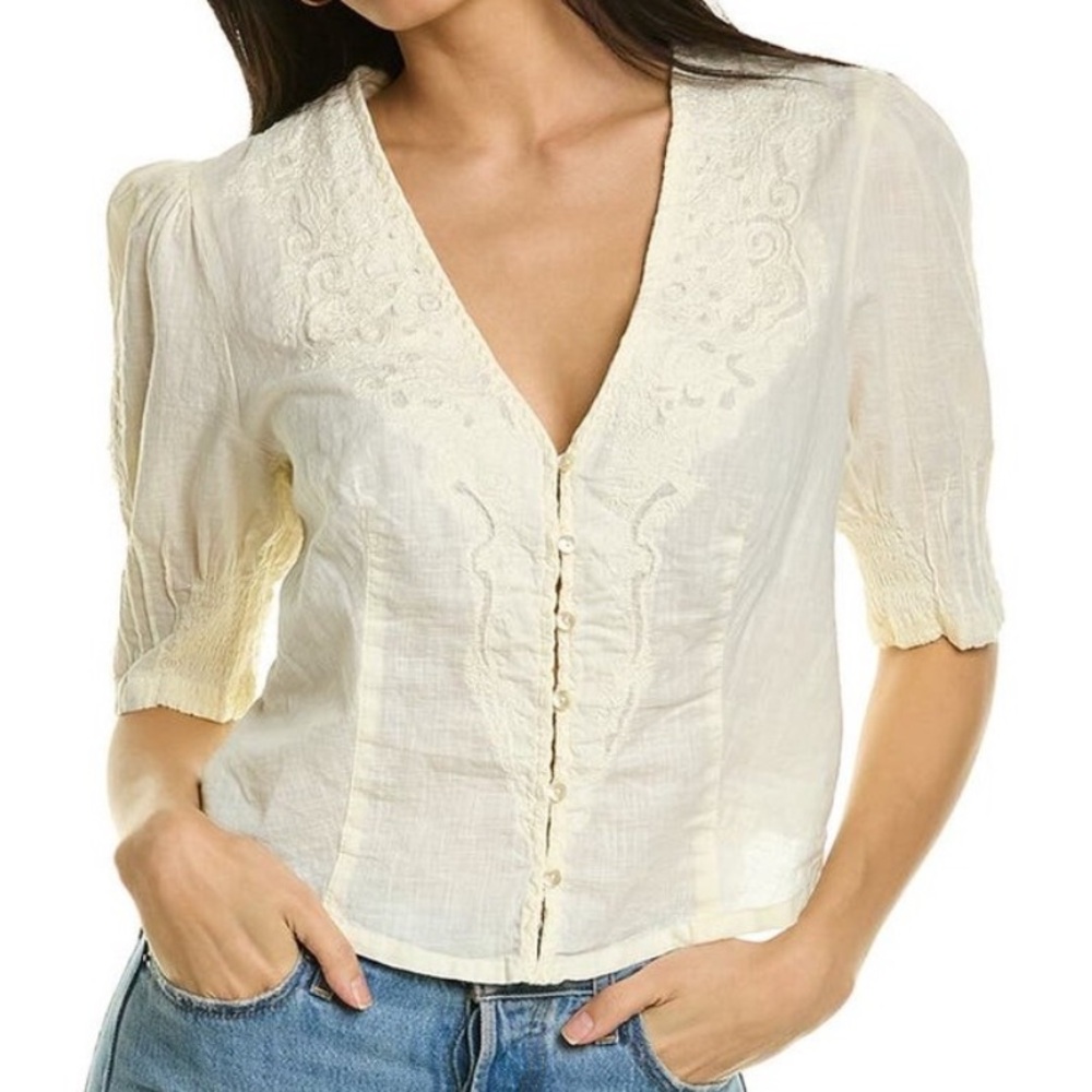 SOLD/NOT FOR SALE Free People Laurie Embroidered Blouse Boho Small Victorian - Picture 11 of 11